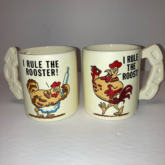 Mom and Dad Chicken Mugs | Chicken Mug | Rooster Mug | Farmhouse Mugs | Set of 2 - Picture 1 of 8